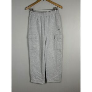 Aritzia TNA Sweatfleece Cozy Wide Leg Cargo Sweat Pants Womens Sz XS Grey 91985